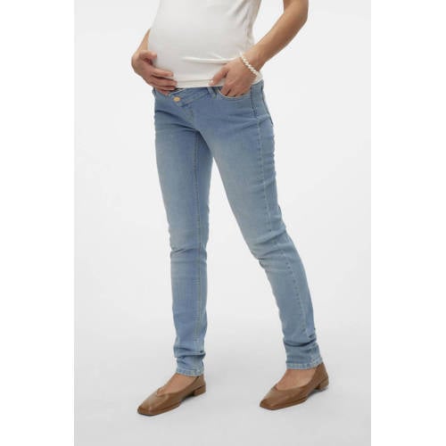 Mamalicious zwangerschaps skinny jeans MLOLIVIA light blue denim Effen 34-32 (XS)