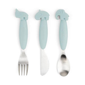 Easy-grip bestekset Deer friends - Blauw