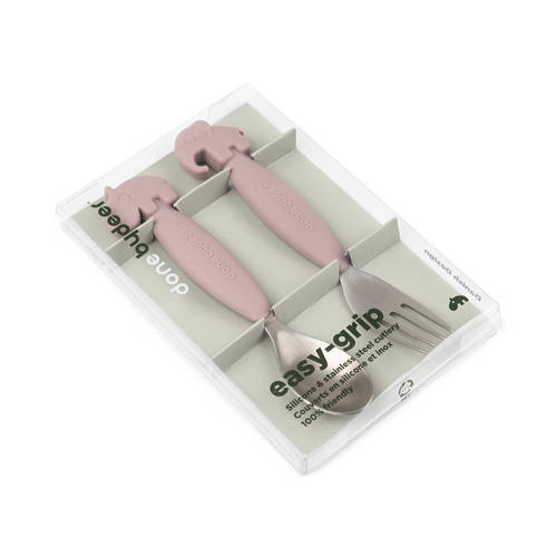 Done by Deer Easy-grip spoon and fork set Deer friends Powder Bestek