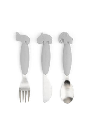 Easy-grip cutlery set Deer friends Grey