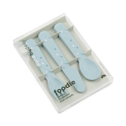 Done by Deer Foodie cutlery set Happy dots Blue Bestek