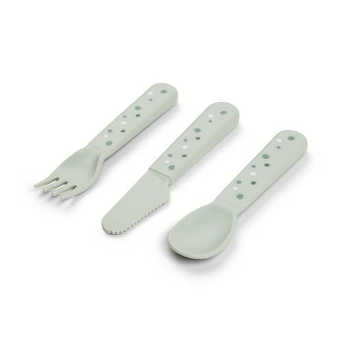 Done by Deer Foodie cutlery set Happy dots Green Bestek