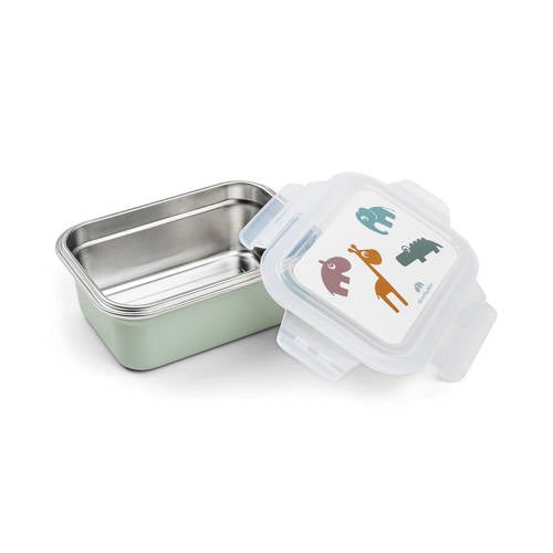 Done by Deer Metal lunch box Deer friends Green Broodtrommel
