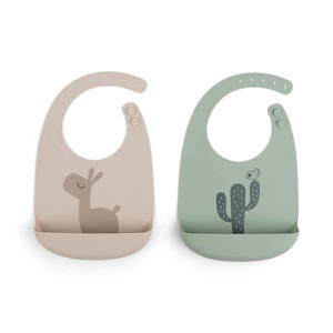Siliconen slabbetjes (set van 2) Lalee - Sand/Groen