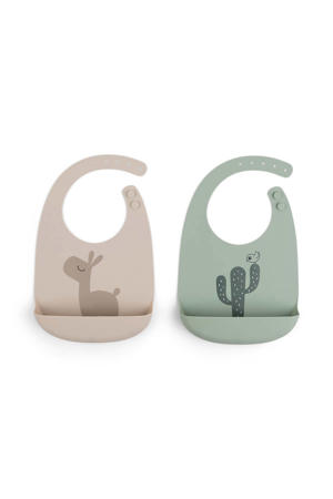 Siliconen slabbetjes (set van 2) Lalee - Sand/Groen