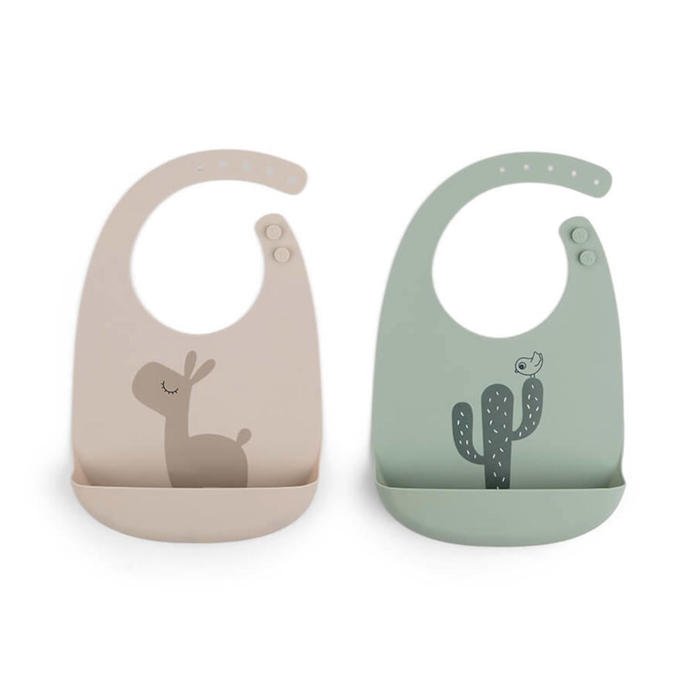 Done by Deer Siliconen slabbetjes (set van 2) Lalee - Sand/Groen
