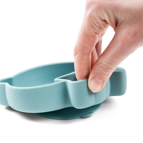 Done by Deer Silicone Stick&Stay snack plate Birdee Blue Bord