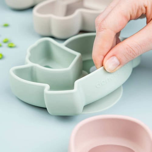 Done by Deer Silicone Stick&Stay snack plate Birdee Blue Bord