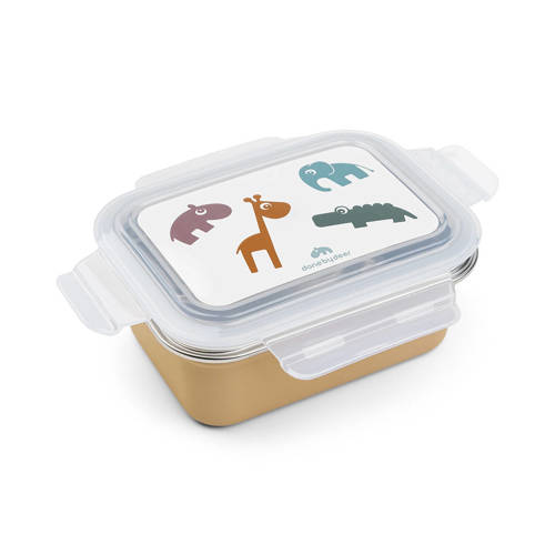 Done by Deer Metal lunch box Deer friends Mustard Broodtrommel