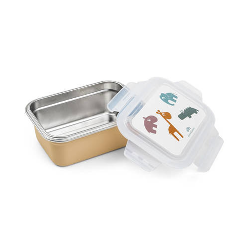 Done by Deer Metal lunch box Deer friends Mustard Broodtrommel