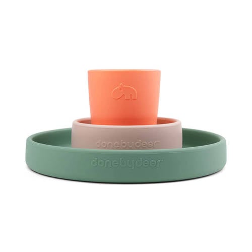 Done by Deer Silicone dinner set Croco Green Powder Coral Serviesset