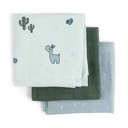 Done by Deer Burp cloth 3-pack GOTS Lalee Blue Mond- spuugdoekje