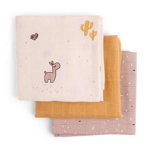 Done by Deer Burp cloth 3-pack GOTS Lalee Powder Mond- spuugdoekje