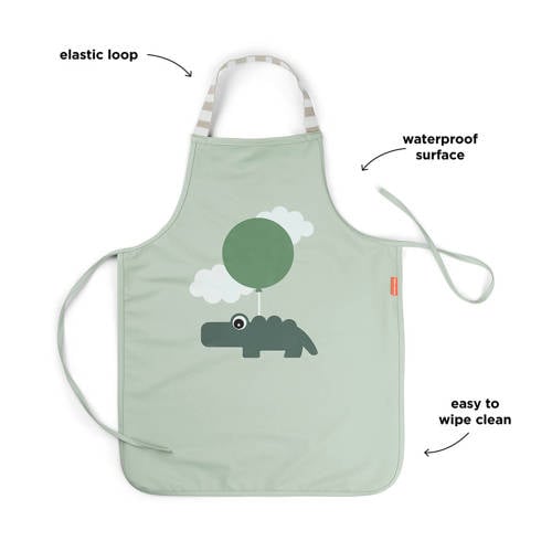 Done by Deer Waterproof kids apron Happy clouds Green Knutselproduct