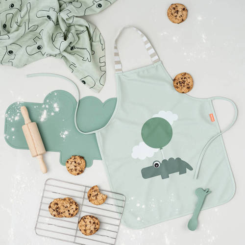 Done by Deer Waterproof kids apron Happy clouds Green Knutselproduct
