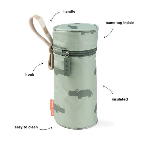 Done by Deer Kids insulated bottle holder Croco Green Flessenwarmer