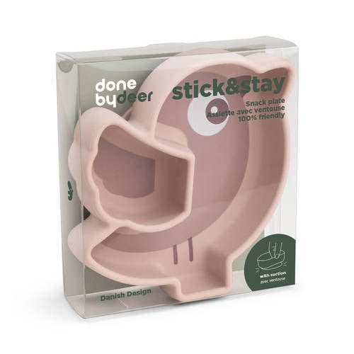 Done by Deer Silicone Stick&Stay snack plate Birdee Powder Bord