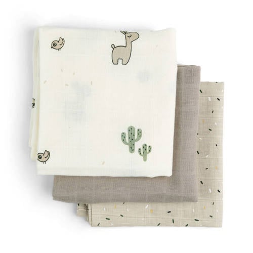 Done by Deer Burp cloth 3-pack GOTS Lalee Sand Mond- spuugdoekje