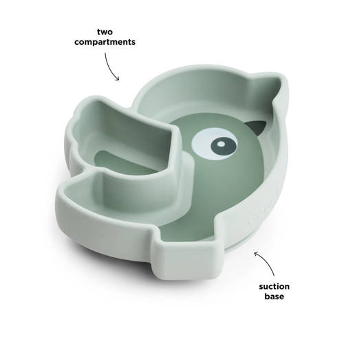 Done by Deer Silicone Stick&Stay snack plate Birdee Green Bord