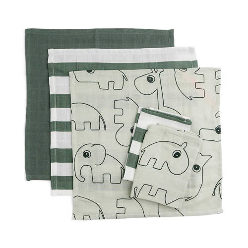 Done by Deer hydrofiele doek set van 5 groen Monddoekjes