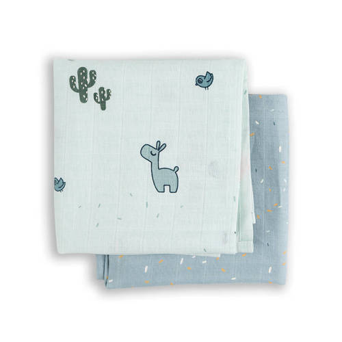 Done by Deer hydrofiele doek set van 2 blue Inbakerdoek