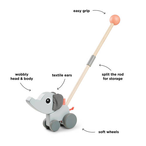Done by Deer Push along Elphee Grey Loopwagen | Loopwagen van