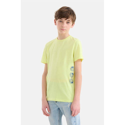 Shoeby T-shirt met printopdruk geel Jongens Katoen Ronde hals Printopdruk 98 104