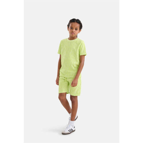 Shoeby regular fit sweatshort met all over print limegroen Jongens Katoen 98 104
