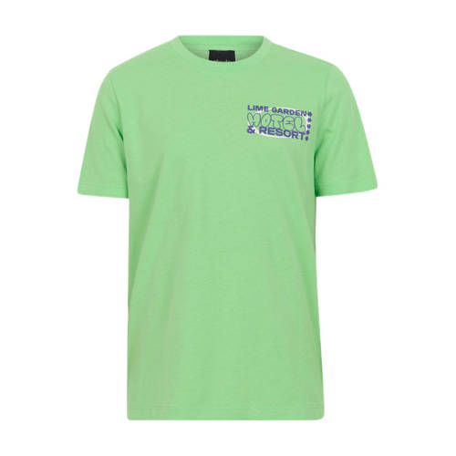 Shoeby T-shirt met backprint groen Jongens Katoen Ronde hals Backprint