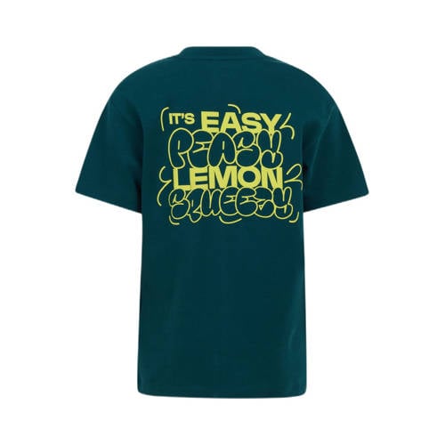 Shoeby T-shirt met backprint donkergroen Meisjes Katoen Ronde hals Backprint 98 104