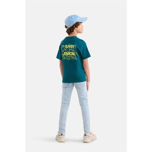 Shoeby T-shirt met backprint donkergroen Meisjes Katoen Ronde hals Backprint 98 104