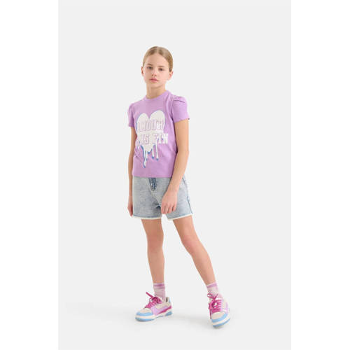 Shoeby T-shirt met printopdruk roze Meisjes Katoen Ronde hals Printopdruk 98 104