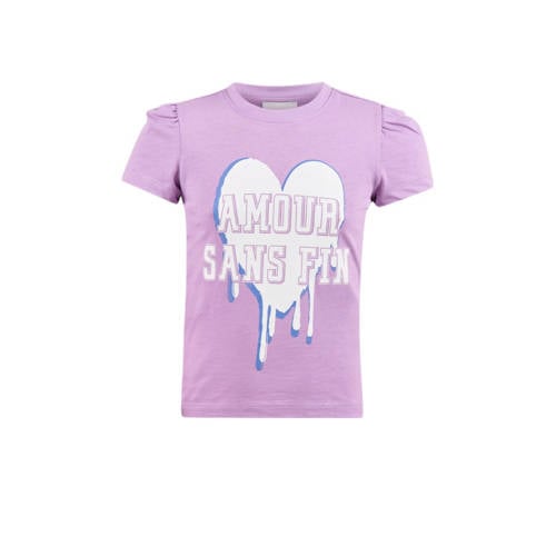 Shoeby T-shirt met printopdruk roze Meisjes Katoen Ronde hals Printopdruk