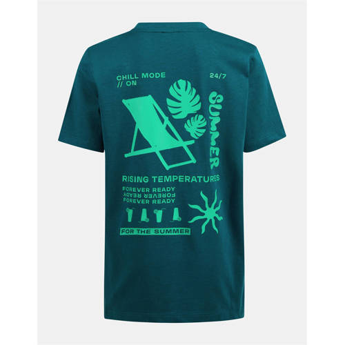 Shoeby T-shirt met printopdruk donkergroen Jongens Katoen Ronde hals Printopdruk 98 104