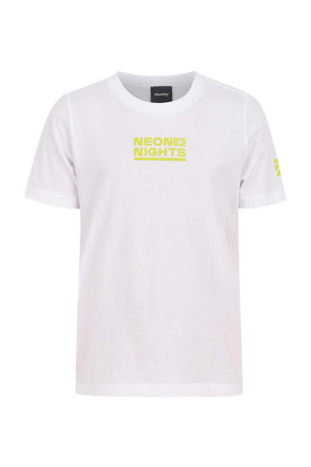 Wenge jongens Shoeby T-shirt van katoen met printopdruk, korte mouwen en ronde hals