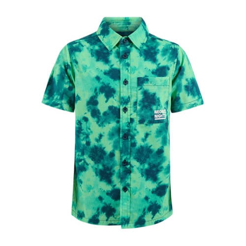 Shoeby overhemd met all over print groen Jongens Katoen Button down All over print