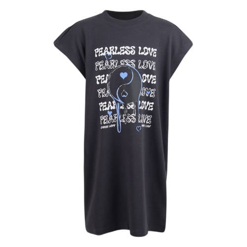Shoeby T-shirtjurk met printopdruk zwart Meisjes Katoen Ronde hals Printopdruk