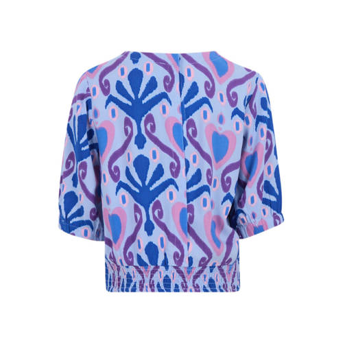 Shoeby top met all over print blauw Meisjes Viscose Ronde hals All over print 98 104