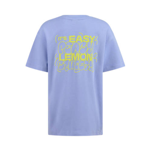 Shoeby T-shirt met backprint blauw Jongens Katoen Ronde hals Backprint 110 116