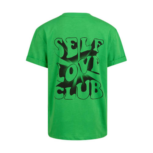 Shoeby T-shirt met backprint groen Meisjes Katoen Ronde hals Printopdruk 110 116
