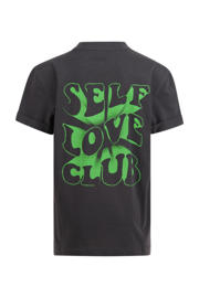 thumbnail: Grijs, donkergrijs en groene meisjes Shoeby T-shirt van katoen met backprint, korte mouwen en ronde hals