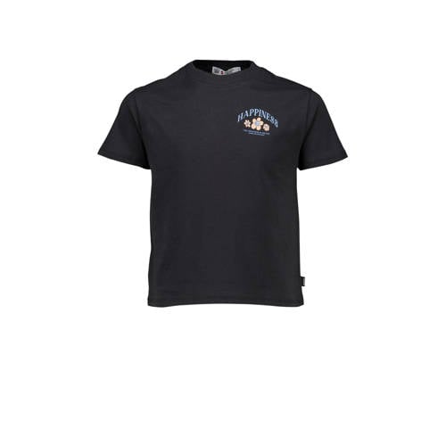 America Today T-shirt met backprint dull black Zwart Meisjes Katoen Ronde hals - 122/128
