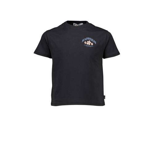 America Today T-shirt met backprint dull black Zwart Meisjes Biologisch katoen Ronde hals