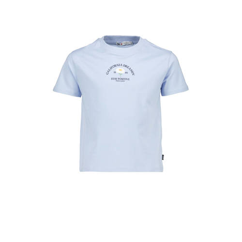 America Today T-shirt met printopdruk lichtblauw Meisjes Biologisch katoen Ronde hals