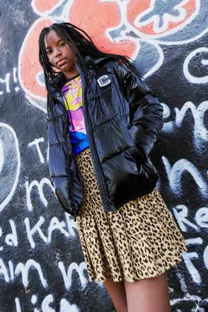 Puffer Winterjas Juna Metallic Zwart
