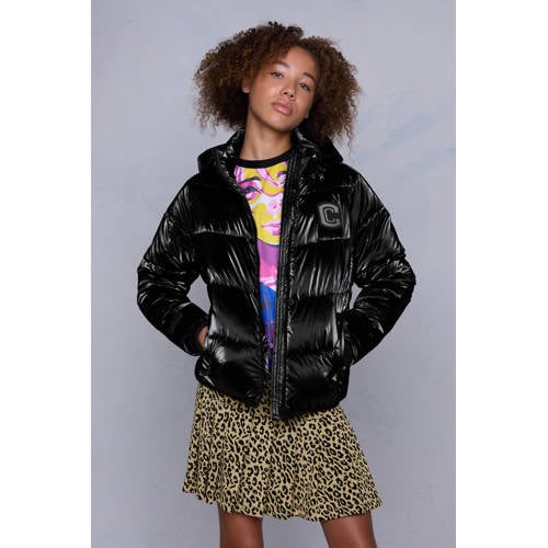 Coolcat Puffer Winterjas Juna Metallic Zwart Meisjes Polyester Capuchon