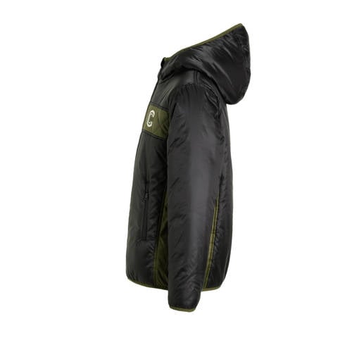 Coolcat Windjack Jayden met Contrast Groen Jas Zwart Jongens Polyamide Capuchon