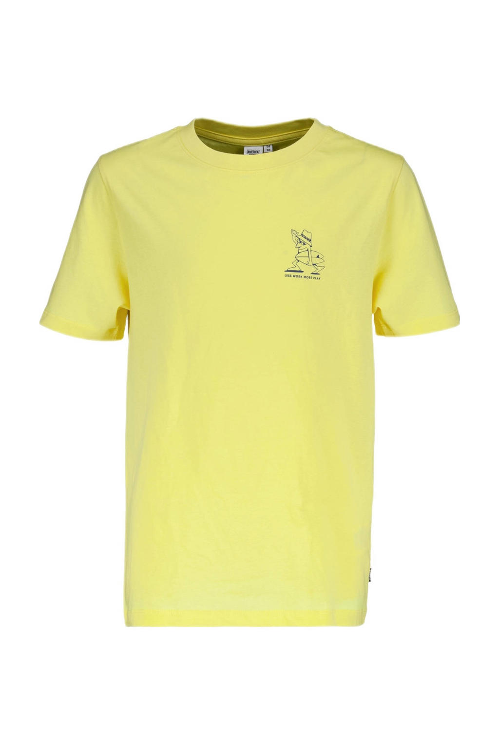 Gele jongens America Today T-shirt van katoen met backprint, korte mouwen en ronde hals