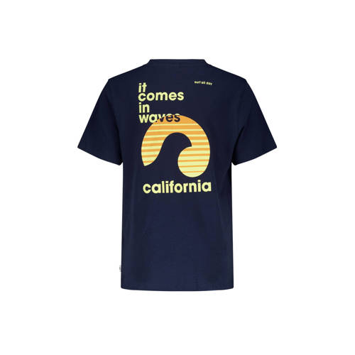 America Today T-shirt met backprint donkerblauw Jongens Katoen Ronde hals 146 152