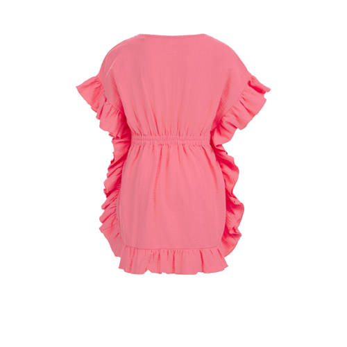 WE Fashion jurk roze Meisjes Katoen V-hals Effen L